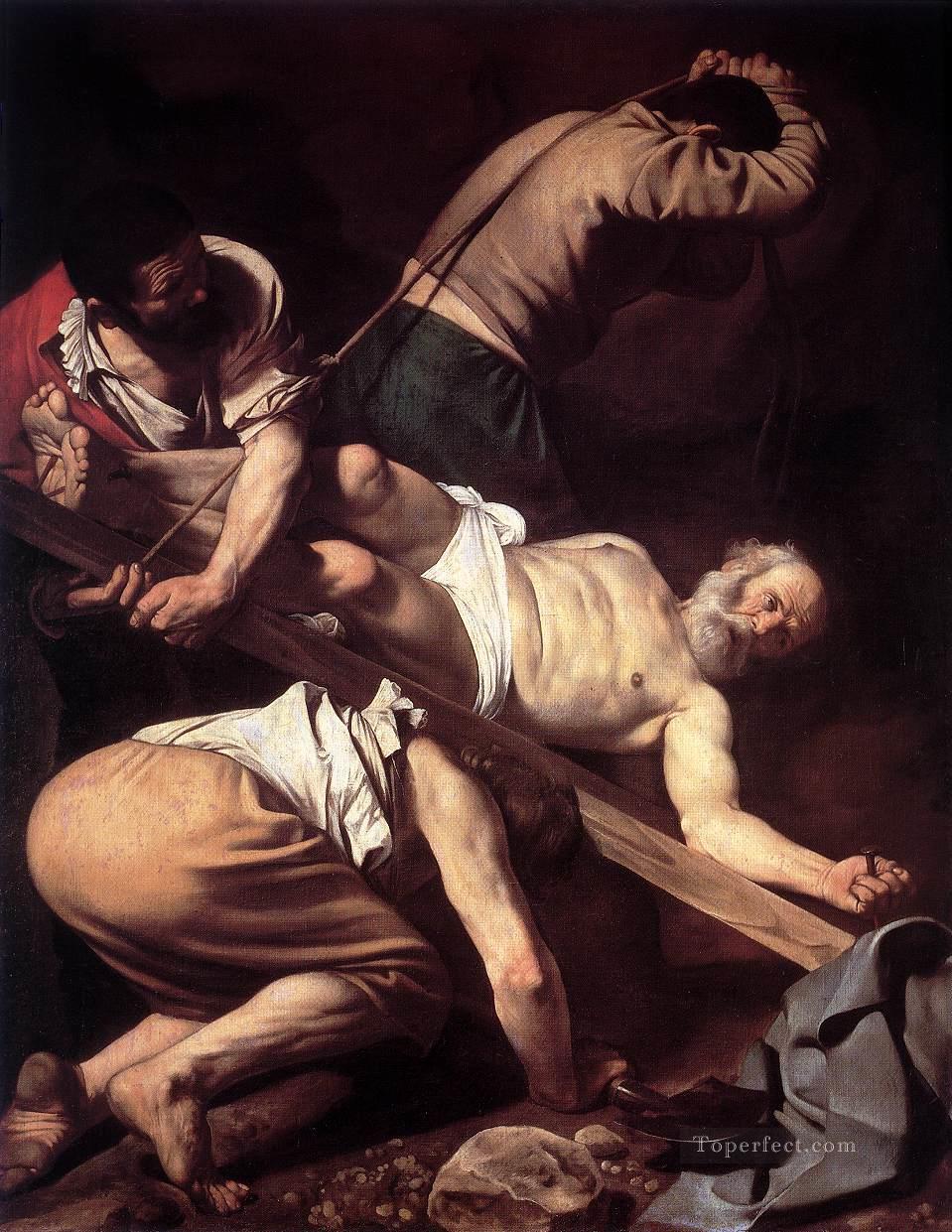 La Crucifixion de Saint Pierre Religieuse Caravaggio Religieuse Christianisme Peintures à l'huile